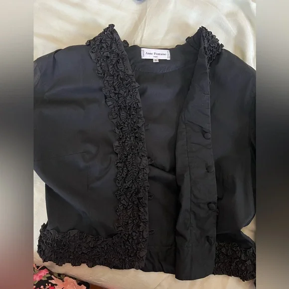 Anne Fontaine Ruffle Top, Sheer Sleeve - Picture 2 of 15